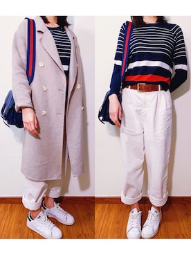 「oversize」｜「アイテム（チェスターコート）」を使った、Lulu ⚡️ルルさん（レディース・170cm）の冬コーディネート