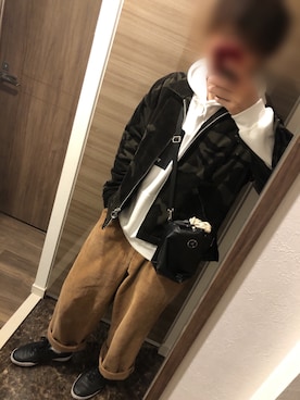 「カモ柄」｜「アイテム（ブルゾン）」を使った、yuuさん（メンズ・171cm）の冬コーディネート