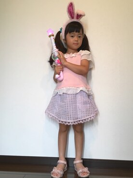 「axes femme（アクシーズファム）のアイテム（トップス）」を使った、あんぱんちさん（キッズ・110cm）の夏コーディネート