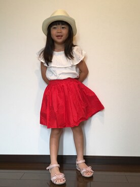 「axes femme（アクシーズファム）のアイテム（サンダル）」を使った、あんぱんちさん（キッズ・110cm）の夏コーディネート