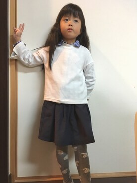 「アイテム（スカート）」を使った、あんぱんちさん（キッズ・110cm）の秋コーディネート