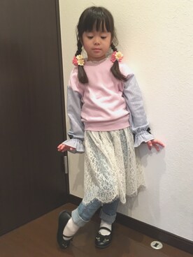 「アイテム（スカート）」を使った、あんぱんちさん（キッズ・110cm）の冬コーディネート