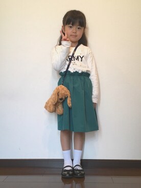 「アイテム（スカート）」を使った、あんぱんちさん（キッズ・110cm）の春コーディネート