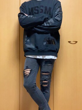 「MSGM（エムエスジーエム）のアイテム（スウェット）」を使った、mheroさん（メンズ・172cm）の春コーディネート
