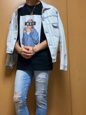 「コロナに負けない」｜「アイテム（デニムジャケット）」を使った、mheroさん（メンズ・172cm）の春コーディネート