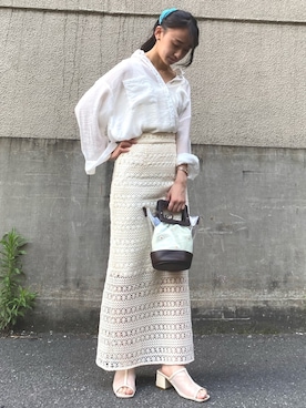 「透かし編みスカート」｜ASAKAさん（レディース・158cm）の春コーディネート