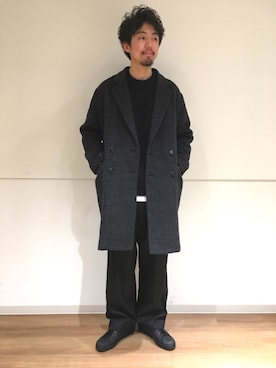 「ららぽーと富士見」｜「アイテム（チェスターコート）」を使った、Daisuke Kuoriさん（メンズ・180cm）の冬コーディネート