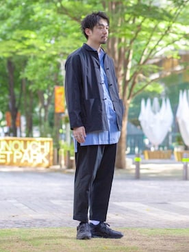 「EN ROUTE（アンルート）のアイテム（シャツ/ブラウス）」を使った、Daisuke Kuoriさん（メンズ・180cm）の夏コーディネート