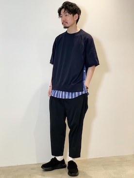 「EN ROUTE（アンルート）のアイテム（ニット/セーター）」を使った、Daisuke Kuoriさん（メンズ・180cm）の春コーディネート