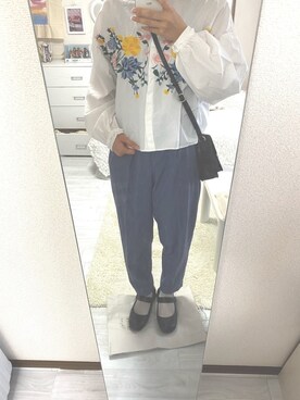 「ブルー x ホワイト」｜「アイテム（バレエシューズ）」を使った、norinorika3150さん（レディース・162cm）の春コーディネート