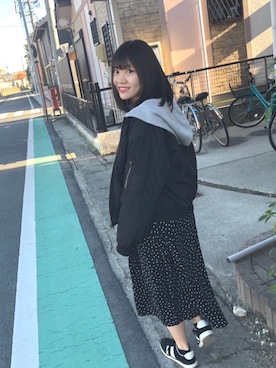 「GRL（グレイル）のアイテム（MA-1）」を使った、yui🦔🍃さん（レディース・153cm）の冬コーディネート