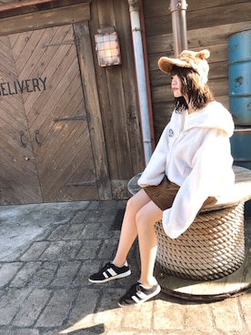 「ユニバ」｜「アイテム（ブルゾン）」を使った、yui🦔🍃さん（レディース・153cm）の冬コーディネート