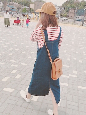 「rps（アールピーエス）のアイテム（サロペット/オーバーオール）」を使った、yui🦔🍃さん（レディース・153cm）の春コーディネート