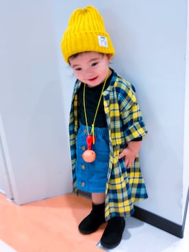 「アイテム（シャツワンピース）」を使った、Key325さん（キッズ・80cm）の秋コーディネート