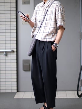 「BASQUEのアイテム」を使った、しゅうさん（メンズ・177cm）の夏コーディネート