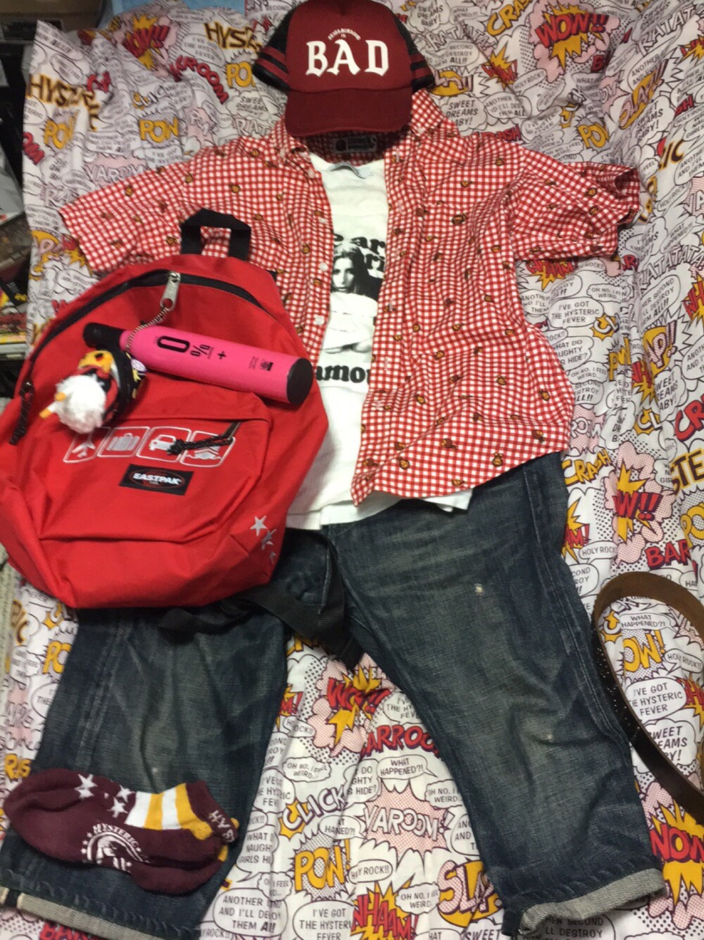 NEIGHBORHOODのキャップ（レッド系）を使った人気ファッション