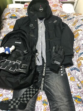 「F.C.Real Bristol（エフシーレアルブリストル）のアイテム（ダッフルコート）」を使った、名和 賢悟さん（メンズ・160cm）の冬コーディネート