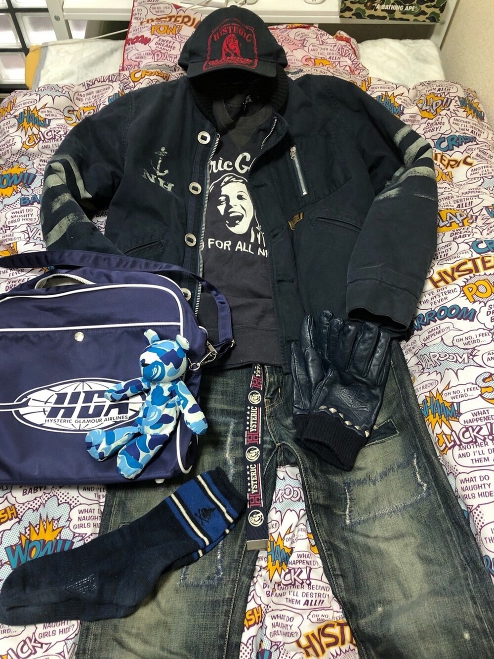 激レア⭐︎ヒステリックグラマー　ニットグローブ　手袋　ベア　グレー ☆ グレー WOMEN ニットグローブ クロダ 手袋 KURODA BA92022L9