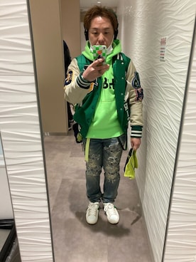 「HYSTERIC GLAMOUR（ヒステリックグラマー）のアイテム（バックパック/リュック）」を使った、名和 賢悟さん（メンズ・159cm）の冬コーディネート