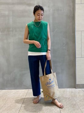 「UNITED ARROWS（ユナイテッドアローズ）のアイテム（タンクトップ）」を使った、HARUNA KOJIMAさん（レディース・165cm）の夏コーディネート