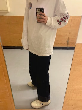 「CONVERSE（コンバース）のCONVERSE コンバース ONE STAR(A) 32340280 OX *WHITE/BLACK （スニーカー）」を使った、me.youさん（レディース・165cm）の冬コーディネート