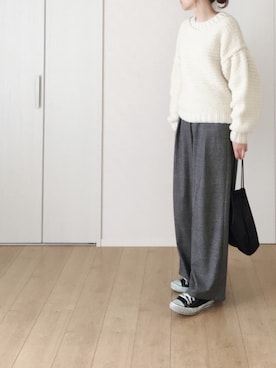 「BEAUTY&YOUTH UNITED ARROWS（ビューティーアンドユースユナイテッドアローズ）のBY レザー キンチャク ◆（ハンドバッグ）」を使った、himarisoさん（レディース・164cm）の冬コーディネート