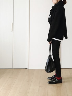 「BEAUTY&YOUTH UNITED ARROWS（ビューティーアンドユースユナイテッドアローズ）のBY レザー キンチャク ◆（ハンドバッグ）」を使った、himarisoさん（レディース・164cm）の冬コーディネート