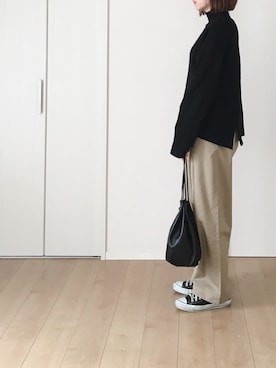 「BEAUTY&YOUTH UNITED ARROWS（ビューティーアンドユースユナイテッドアローズ）のBY レザー キンチャク ◆（ハンドバッグ）」を使った、himarisoさん（レディース・164cm）の冬コーディネート