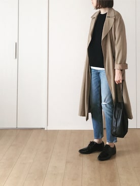 「BEAUTY&YOUTH UNITED ARROWS（ビューティーアンドユースユナイテッドアローズ）のBY レザー キンチャク ◆（ハンドバッグ）」を使った、himarisoさん（レディース・164cm）の冬コーディネート