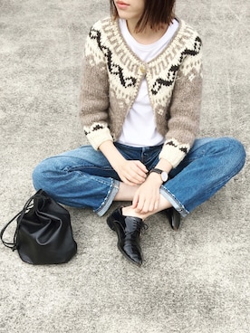 「BEAUTY&YOUTH UNITED ARROWS（ビューティーアンドユースユナイテッドアローズ）のBY レザー キンチャク ◆（ハンドバッグ）」を使った、himarisoさん（レディース・164cm）の秋コーディネート