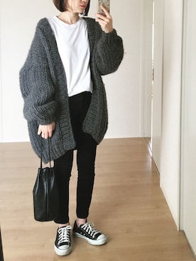 「BEAUTY&YOUTH UNITED ARROWS（ビューティーアンドユースユナイテッドアローズ）のBY レザー キンチャク ◆（ハンドバッグ）」を使った、himarisoさん（レディース・164cm）の冬コーディネート