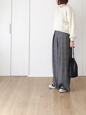 「BEAUTY&YOUTH UNITED ARROWS（ビューティーアンドユースユナイテッドアローズ）のBY レザー キンチャク ◆（ハンドバッグ）」を使った、himarisoさん（レディース・164cm）の冬コーディネート