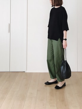 「BEAUTY&YOUTH UNITED ARROWS（ビューティーアンドユースユナイテッドアローズ）のBY レザー キンチャク ◆（ハンドバッグ）」を使った、himarisoさん（レディース・164cm）の春コーディネート