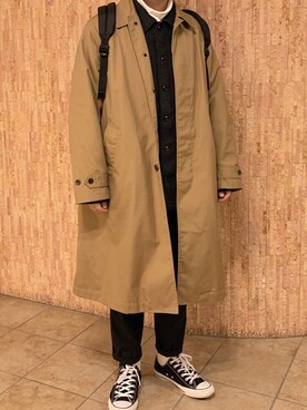 「アイテム（ステンカラーコート）」を使った、kotaさん（メンズ・167cm・20代）の冬コーディネート
