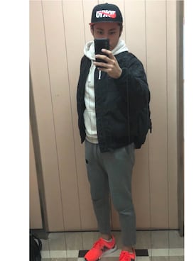 「ジム」｜「アイテム（MA-1）」を使った、Y`s-wearstyleさん（メンズ・179cm）の秋コーディネート