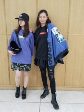 「迷彩柄パンツ」｜トモミさん（レディース・153cm）の秋コーディネート