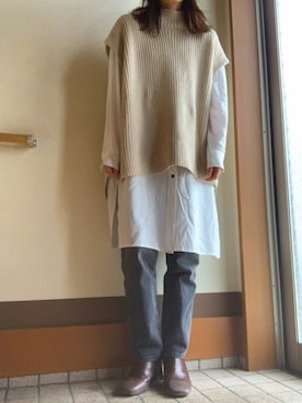 「OZOC（オゾック）のアイテム（ブーツ）」を使った、TSUUSANさん（レディース・160cm）の秋コーディネート