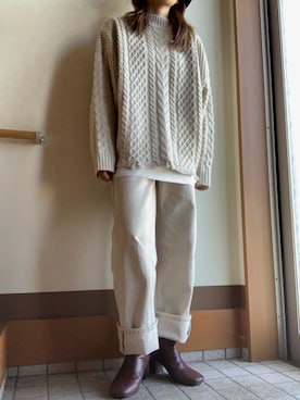 「OZOC（オゾック）のアイテム（ブーツ）」を使った、TSUUSANさん（レディース・160cm）の冬コーディネート