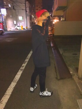 「OFF-WHITE」｜「アイテム（ニットキャップ/ビーニー）」を使った、ゆっちさん（メンズ・168cm）の秋コーディネート
