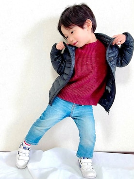 「DIESEL（ディーゼル）のアイテム（ジャケット/アウター）」を使った、taimei20さん（キッズ・100cm）の冬コーディネート