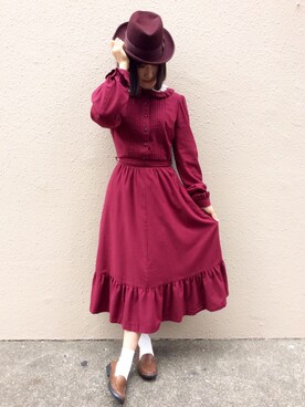 「コックリカラー」｜「アイテム（ワンピース/ドレス）」を使った、AiLeen by GROGGROGさん（レディース・158cm）の秋コーディネート