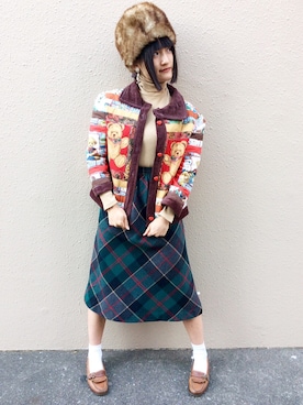 「タータンチェック」｜AiLeen by GROGGROGさん（レディース・158cm）の冬コーディネート