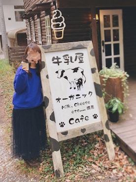 「coca（coca）（コカ）の選べる6カラー◆ふんわりチュールスカート（スカート、ブルー系）」を使った、ふじき。さん（レディース・154cm）の春コーディネート