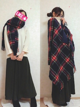 「タータンチェック」｜紫乃さん（レディース・159cm）の冬コーディネート