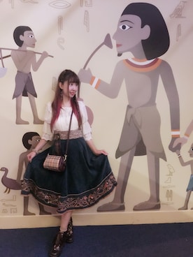 「Secret Honey（シークレットハニー）のアイテム（スカート、グリーン系）」を使った、Reika玲華さん（レディース・163cm）の夏コーディネート