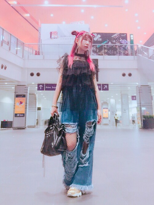Reika玲華 is wearing Crayme, "Tulle Frill Tunic"