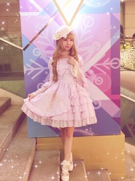 「Angelic Pretty（アンジェリックプリティ）のアイテム（ワンピース、ピンク系）」を使った、Reika玲華さん（レディース・163cm）の冬コーディネート