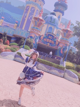 「axes femme（アクシーズファム）のアイテム（スカート、ブルー系）」を使った、Reika玲華さん（レディース・163cm）の春コーディネート