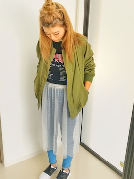 「SLY（スライ）のアイテム（ノーカラージャケット）」を使った、k.misakoさん（レディース・161cm）の春コーディネート