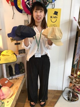 「アイテム（キャスケット）」を使った、14+ コクーンシティ店 スタッフさん（レディース・160cm）の夏コーディネート